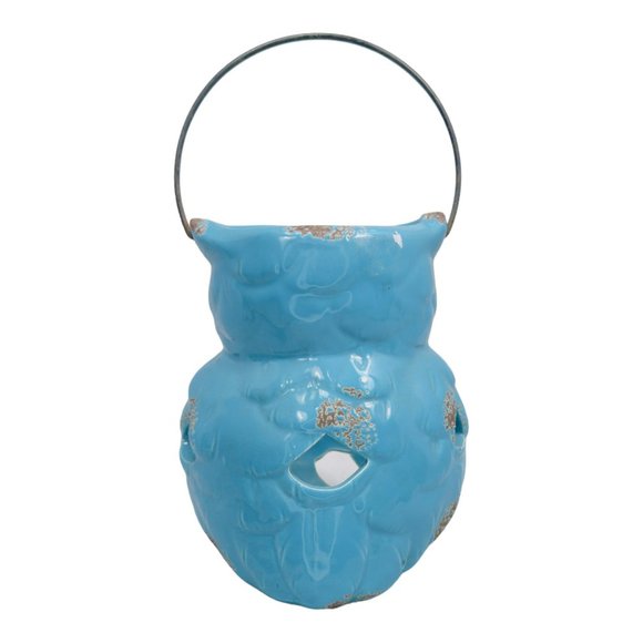Apropos Home Collection Ceramic Owl Candle Holder/ Lantern Blue 7" - Picture 4 of 12